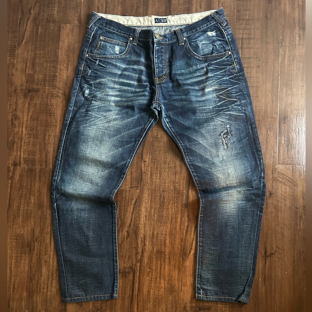 Armani Jeans Relaxed Fit Distressed Denim
